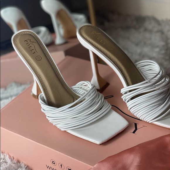 Oh Polly White Mule Heels Size 9 - Picture 1 of 6